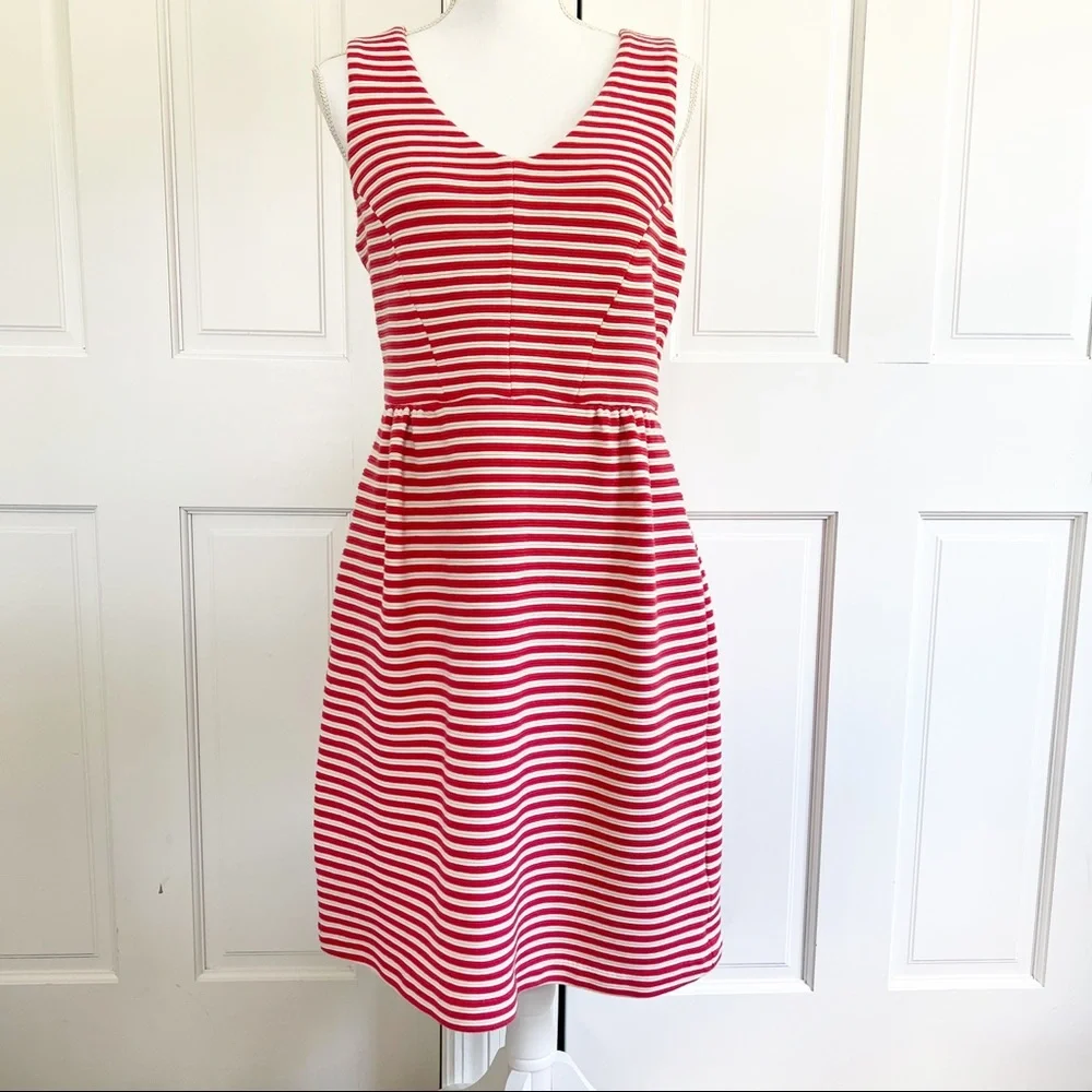 Boden Ribbed Striped Knit Sleeveless Ponte Dress - Picture 1 of 5